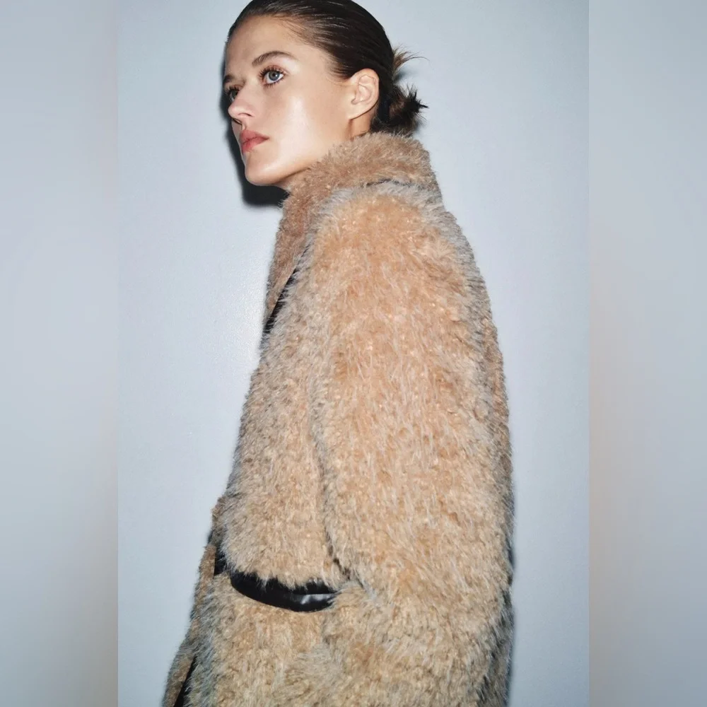 Zara LIMITED EDITION LONG FLEECE COAT sz.S